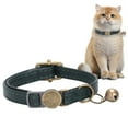 thumbnail image 2 of Goowood Vintage Cat Collar Retro Leather Breakaway Pet Safety Collar with Bell Clasp Design for Cats and Puppy Adjustable Stylish Feline Neckwear, 2 of 9