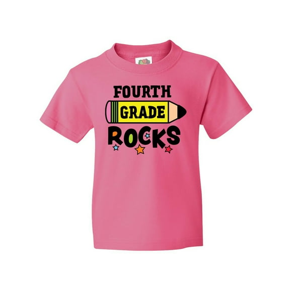 Inktastic 4th Grade Rocks with Pencil and Stars Youth T-Shirt