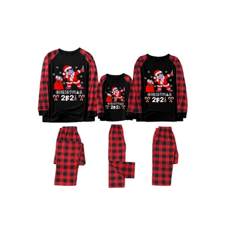 

Gwiyeopda Parent-Child Christmas Pajamas Sets Long Sleeve Santa Print Sleepsuit Nightwear