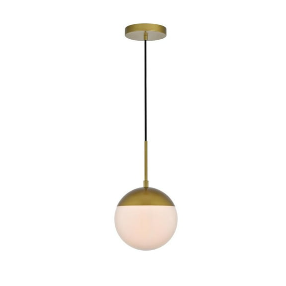 Living District Eclipse 1-Light Metal & Glass Pendant in Frosted White/Brass