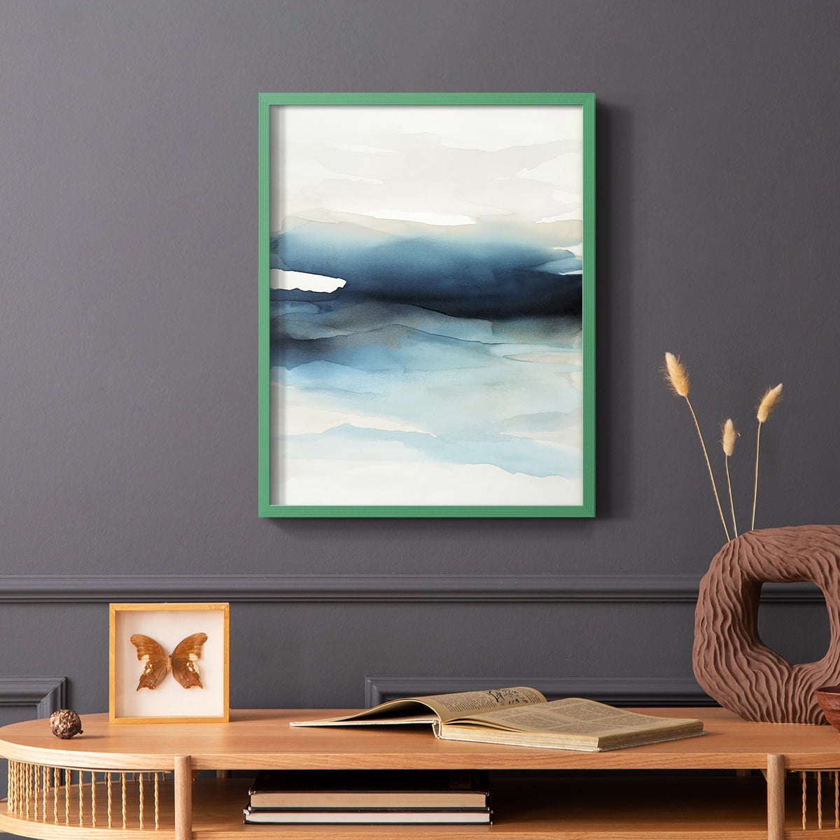 Waves II Framed Print in Green Solid Wood 11 x 14 Framed Print