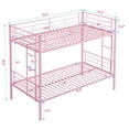 thumbnail image 2 of Harper & Bright Designs Twin Size Metal Bunk Bed with Ladder and Guardrail, Twin Over Twin Metal Bed Frame for Bedroom, No Box Spring Needed, Pink, 2 of 7