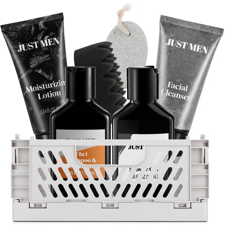 Bath Gift Sets for Men, 7 Pcs Spa & Shower Basket with Body Wash, Birthday Holiday Valentines Day Grooming Gifts for Him