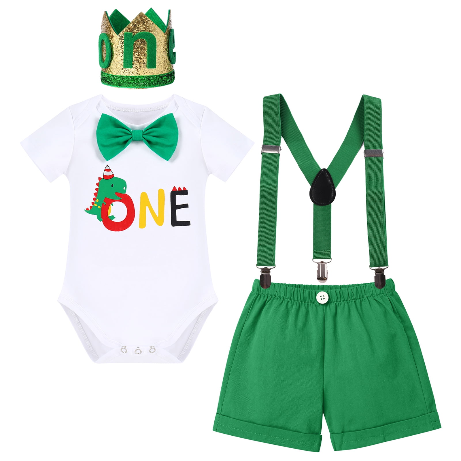 IBTOM CASTLE Baby Boys First 1st Birthday Outfit Bow Tie Romper Short