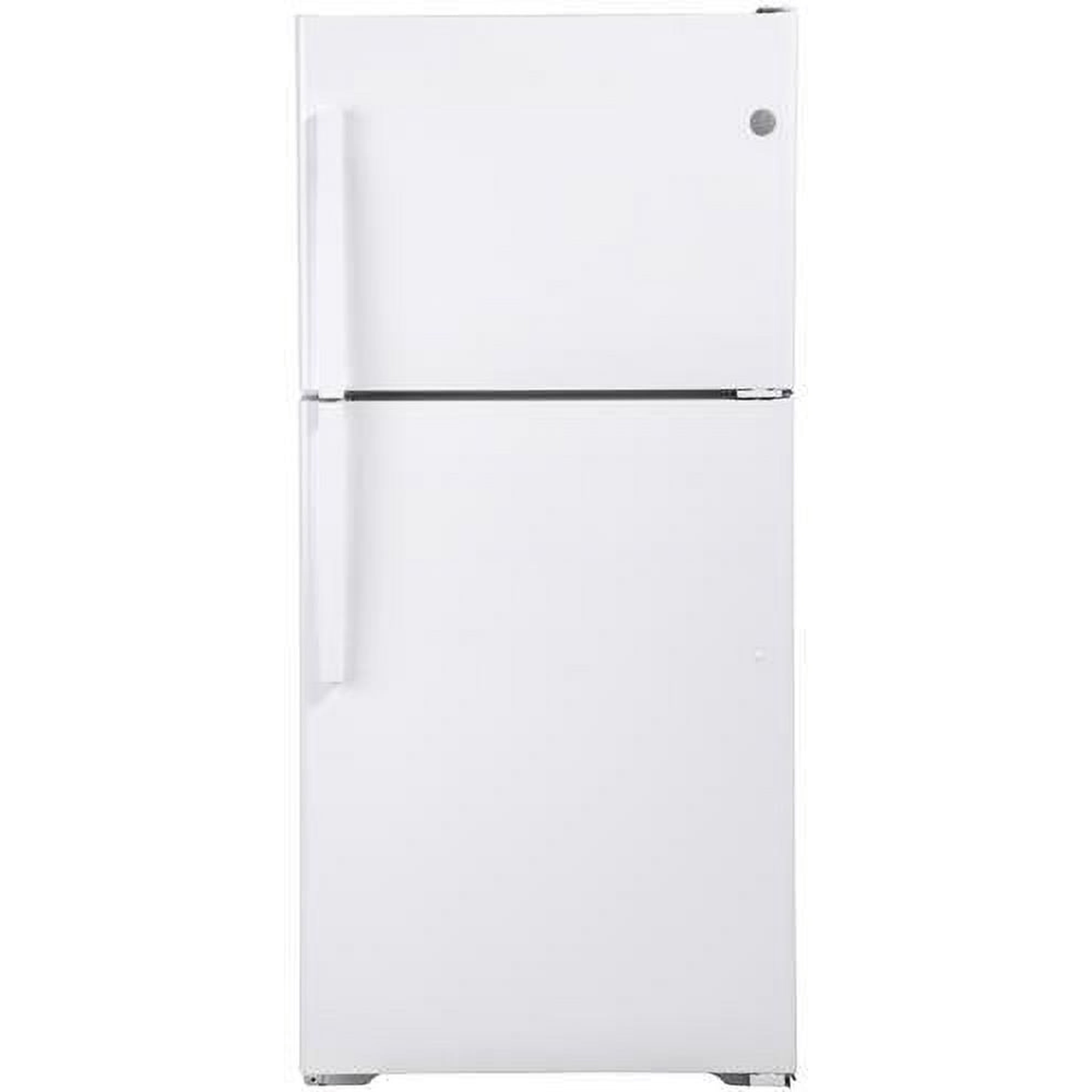 GE GTE19DTNRWW 30 Top Freezer Refrigerator with 19.1 cu. ft. Total Capacity LED Lighting Adjustable Wire Shelves Upfront Temperature Controls ADA Compliant Energy Star in White