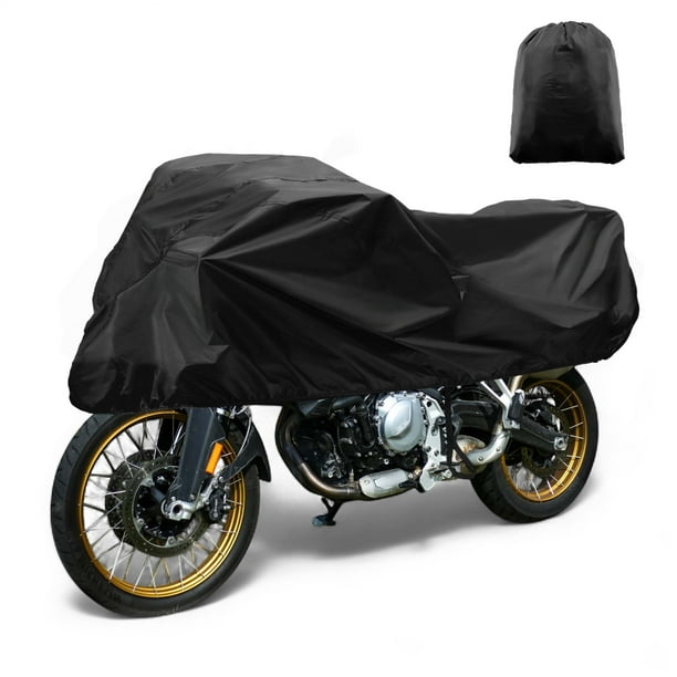 Cubierta de motocicleta exterior impermeable, cubierta de medio motocicleta 420D-PU negra, protección contra el sol y la lluvia, se ajusta a 96.46"x41.34"x25.59"