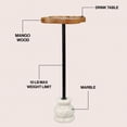 thumbnail image 2 of JONATHAN Y Colby 24.5" Classic Cottage Wood/Metal Drink Table and Decorative End Table with Quatrefoil Top and White Marble Base, Natural/Black, END3000A, 2 of 5