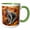 Green/White, variant on 3drose, Cute Gray Cat Yawning or Screaming on a Big Orange Print Pillow, 11oz Two-tone Red Mug