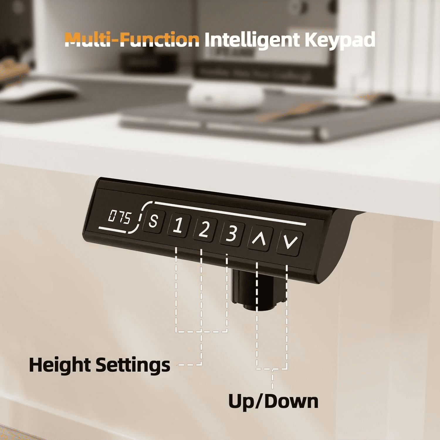 Height Adjustable Electric Standing Desk with Storage Shelves, 48 Inch Sit Stand Desk with 2 Hooks for Home Office, Grey Desktop & Black Frame