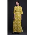thumbnail image 2 of Bimba Robe Longue Imprimée en Rayonne à Fleurs de Pêche, Taille Smockée, Fente Latérale, Petite, Jaune, 2 of 6