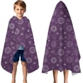thumbnail image 3 of Purple Sun Moon Triangle Pattern Hooded Bath Towel，50"x30" for Ages 3 To 12 Kids, Quick Dry Lightweight Soft Microfiber Hood Beach Towel Cover Up for Kids, 3 of 7