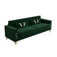 thumbnail image 4 of 85.63'' Oversized Loveseat Sofa, Luxury 3 Seater Couch with 2 Toss Pillows and Golden Metal Legs, Comfy Velvet Sofa for Living Room, Apartment, Office, Green, 4 of 6