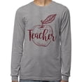 thumbnail image 2 of Teacher Apple Long Sleeve Shirt Unisex Small Grey, 2 of 5