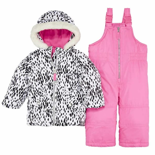 Carter's Carters Infant Girls 2 Piece Snow Bibs & Winter Coat Set Animal Print Snowsuit