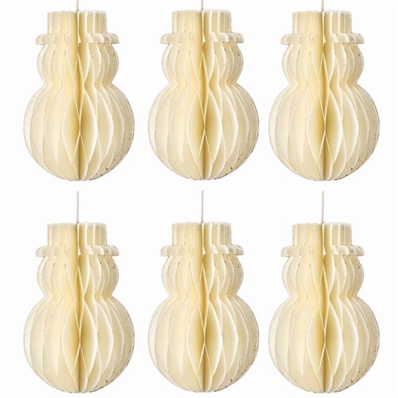 Set Of 6 Snowman Honeycomb Paper Pendants Easy To Assemble Christmas Tree Hanging Adornment Stylish Party Decoration