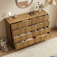 thumbnail image 5 of YouTrend Fluted 9 Drawers Dresser, 55.1" Wide Modern Chest of Drawers with Wood Foot, Dresser TV Stand Up to 65 Inch TV, Wood Drawer Organizer for Bedroom, Living Room, Hallway, 5 of 7