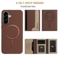 thumbnail image 6 of 2 in 1 Detachable PU Leather Wallet Case Compatible with Samsung Galaxy A36 5G, RFID Blocking Magnetic Shockproof Protective Phone Cover Stand + Card Holder, Support Wireless Charging, Brown, 6 of 12