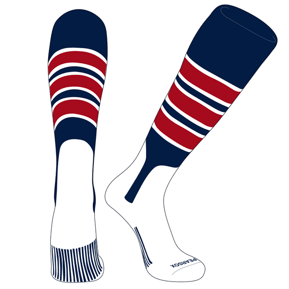 PEAR SOX OTC Baseball Softball Stirrup Socks (C, 7in) Navy, White, Red (S)