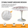 thumbnail image 2 of Elastic Fitted Round Tablecloth, Leaves Waterproof Stretch Table Cover for 36"-44" Tables, Pink Brown Summer Botanical Washable Outdoor Tablecloths for Patio, Picnic, Camping, 2 of 9
