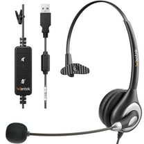 Professional USB Headset with Noise Cancelling Microphone for Home Office, Call Center | Ultra-Lightweight, Plug & Play for Zoom, Skype, Teams