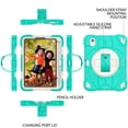 thumbnail image 6 of For iPad Mini 7th/6th Gen 8.3"(2024/2021) Case,Kids Friendly,With Rotatable Adjustable Hand Strap,Retractable Kickstand,Shoulder Strap,Shockproof Anti-fall Rugged Heavy Duty Case,Mint, 6 of 11