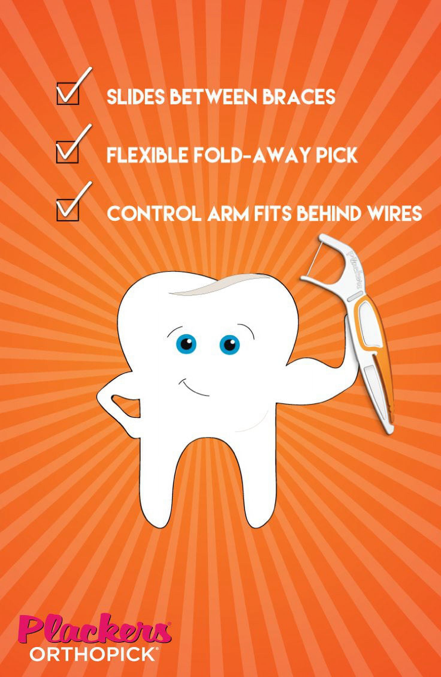 Plackers Orthopick Dental Flossers for Braces, 36 ct, 6 Pack