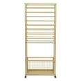 thumbnail image 3 of Gold 20-Tier Gold Metal Ribbon Holder Organizer Rack, Double-Sided Ribbon Storage Rack with 4 Lockable Wheels,for Craft Room, Floral Supplies, 67x32x170cm, 3 of 21