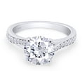 thumbnail image 3 of 2 Ct Round Cut Lab Created Moissanite Diamond Split Shank Solitaire Engagement Ring In 14K White Gold Plated Sterling Silver(G-H Color,2.00 Cttw)-5.5, 3 of 8
