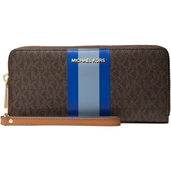 Michael Kors Large Logo Stripe Continental Wallet, Electric Blue