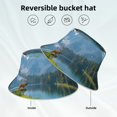 thumbnail image 2 of KLL Majestic Deer Mountain Lake Bucket Hat for Women Men Packable Travel Beach Sun Hat Outdoor Rave Accessories Reflective Fisherman Cap, 2 of 7