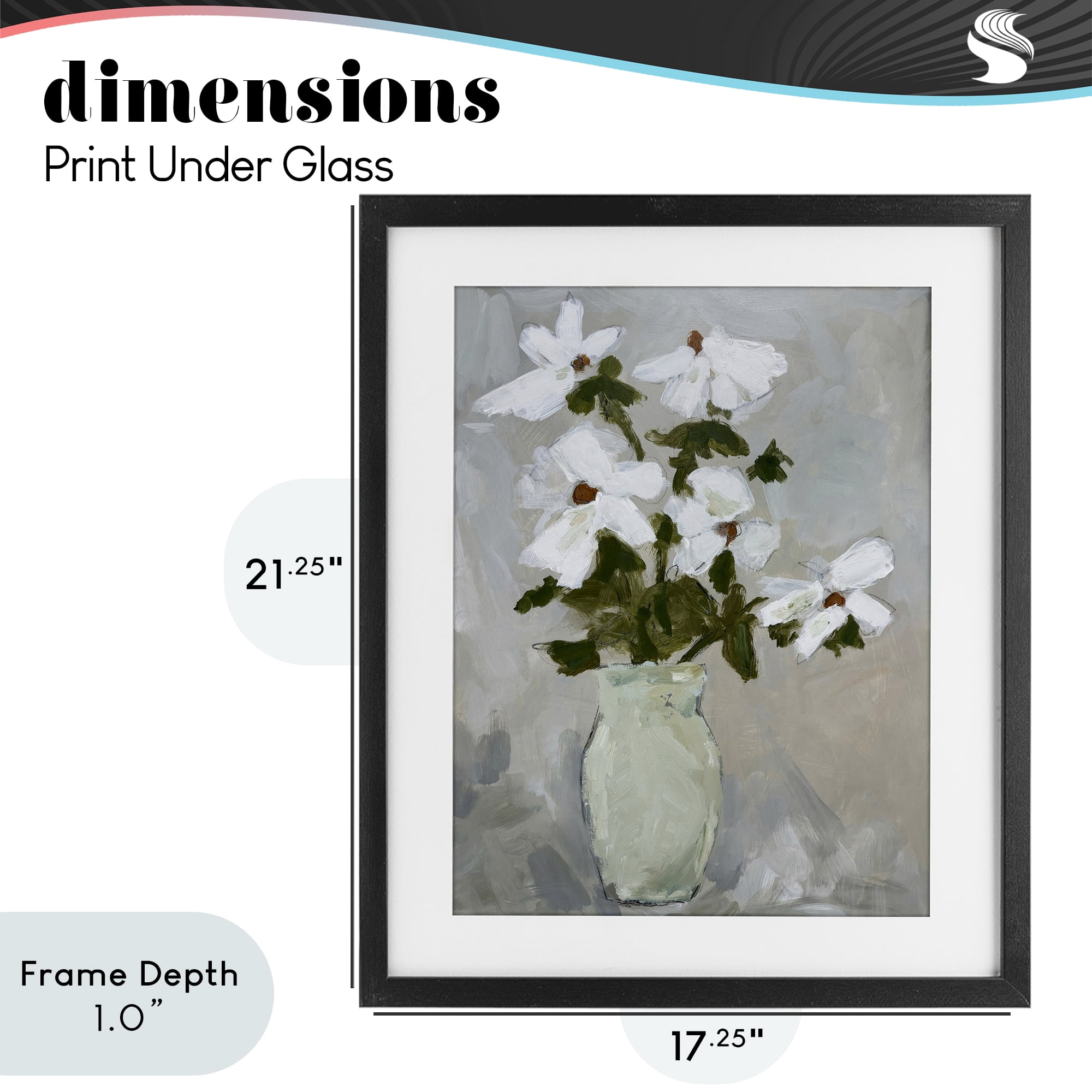 Stupell Industries Cosmos Flowers Serene Rustic Vase Black Framed Print Under Glass, design by Chloe Elliot