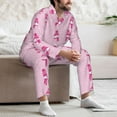 thumbnail image 7 of Naloa Pink Scarf Snowman Men’s Pajamas Set - Long Sleeve Button Down Sleep Shirt and Pajama Bottoms Sleepwear Set-Small, 7 of 7