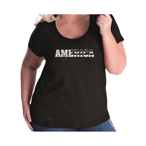 America Womens Plus Size Scoopneck Tee