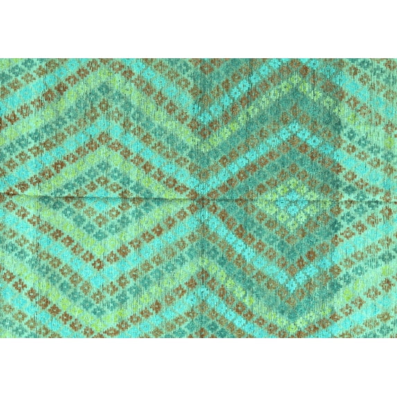 Ahgly Company Indoor Rectangle Abstract Turquoise Blue Modern Area Rugs, 8' x 10'