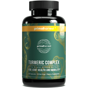 Primal Harvest Turmeric Complex,1 Pack: Joint & Mobility Support with Turmeric Root, Extract & BioPerine for Men & Women (60ct)