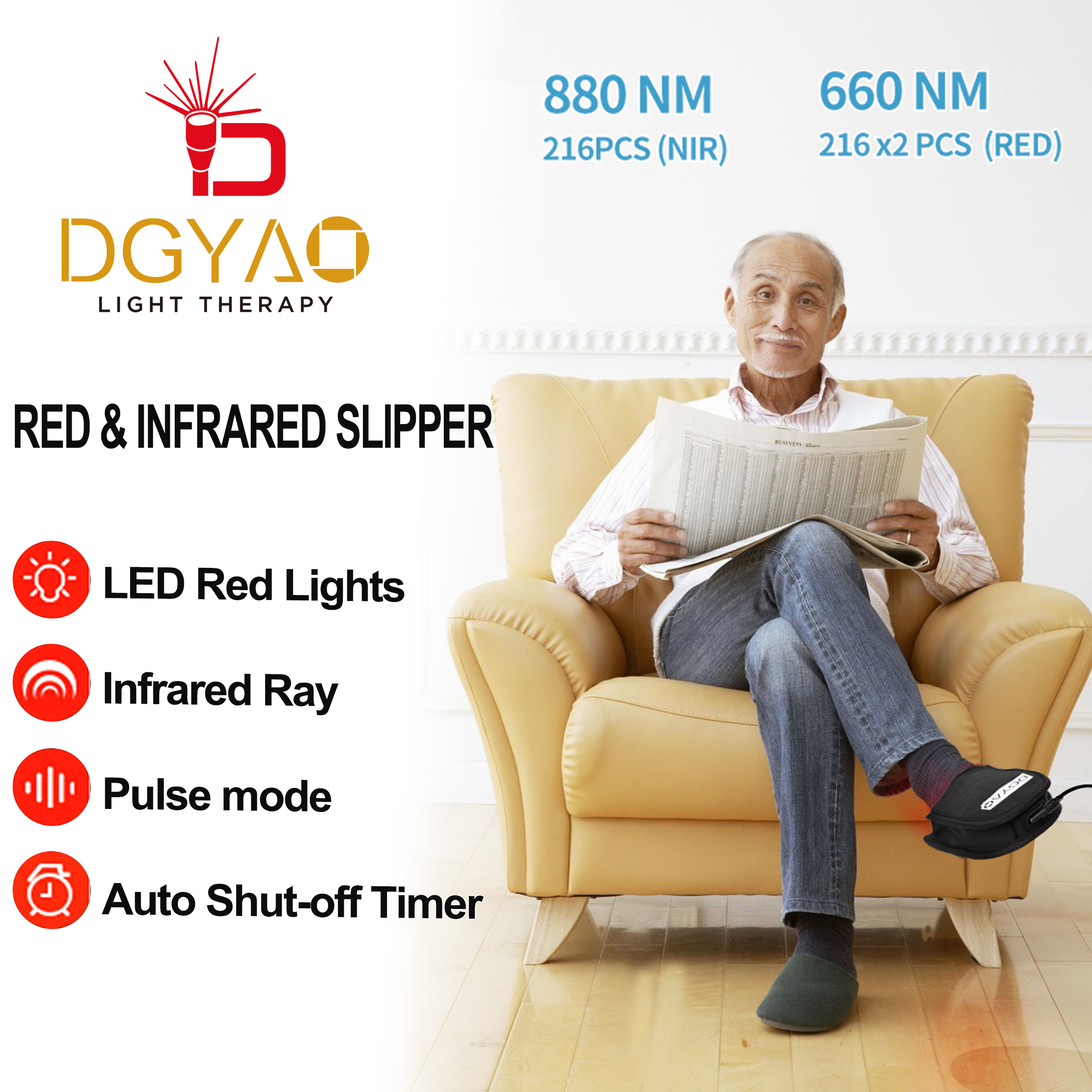 DGXINJUN Red Light Slippers for Feet Toes Infrared LED Light Panel(2Pads)