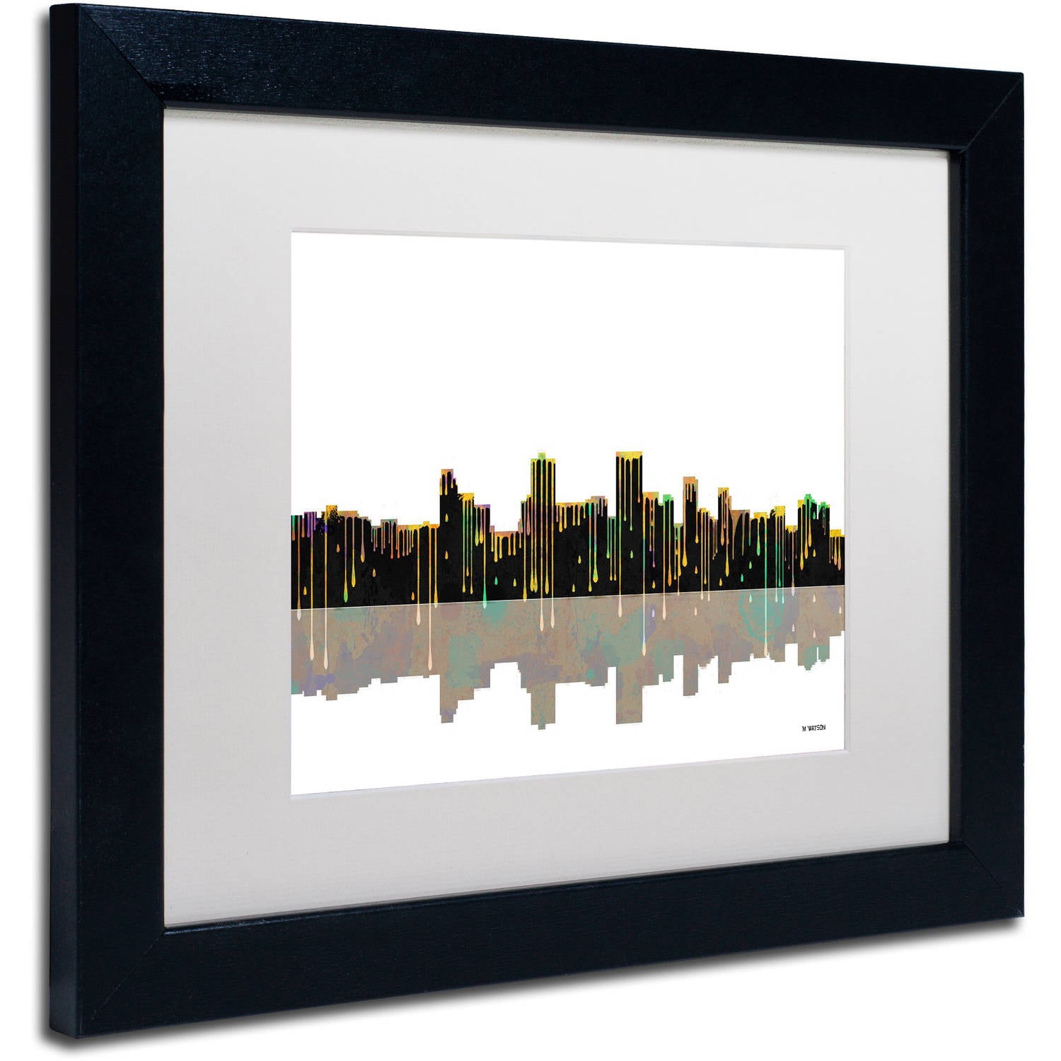 Trademark Fine Art "Anchorage Alaska Skyline II" Canvas Art by Marlene Watson White Mat, Black Frame