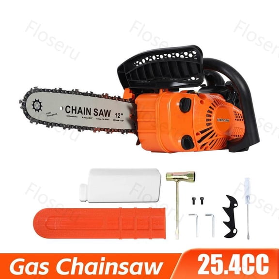 Floseru 12 Inch Top Handle Gas Chainsaw 25.4cc 2-Stroke Portable Small Gas Powered Chain Saws for Tree-climbing Tree Pruning Wood Cutting Firewood Preparation Yard Maintenance