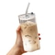 thumbnail image 1 of Vaso de cristal con pajita de calor 400ML Vaso de bebida fría Vaso de zumo con tapa Vaso de leche Textura de cristal Adecuado para uso de bebidas Taza de café, 1 of 7
