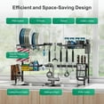 thumbnail image 2 of Over The Sink Dish Drying Rack - Adjustable (26.3"-35") Dish Rack Over Sink with Upper Dual Bars, 3 Baskets, Hooks, Cutlury Holder, Large Dish Drainer Drying Rack for Kitchen Sink, Black, 2 of 7