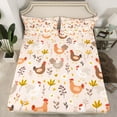 thumbnail image 2 of Feelyou Farmhouse Rooster Child Queen Sheet Sets, Kawaii Farm Animal Flat Sheet, Flower Leaf Botanical Queen Fitted Sheet, Ultra Soft Bedroom Decor, 4pcs, 2 of 7