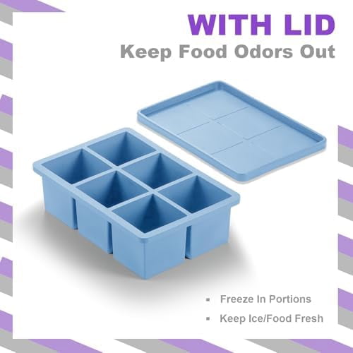 Ice Cube Trays 3 Pack - Large Size Silicone Ice Cube Molds(3 color) for Whiskey Ice Cube Maker for Cocktail Old Fashioned Ice Cube Tray