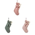 thumbnail image 2 of Velvet Christmas Stockings,18-Inch 3 Pack with Large Elegant Bows, Pink Stripe, Pink and Green Xmas Stocking Gift Holders for Fireplace Mantel, Tree, Door and Holiday Decor, 2 of 9