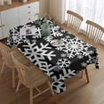 thumbnail image 2 of Black Christmas Snowflake Pattern Rectangle Tablecloth 60"x84",Waterproof Polyester Rectangle Table Cloth, Wipeable Spillproof Polyester Tablecloth for Dining, Camping, Indoor and Outdoor, 2 of 5