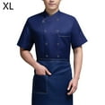 thumbnail image 4 of Baohd Chef Uniform Short Sleeve Kitchen Apron Double-breasted Suits Comfortable Stitching Shirts for Men Simple Style for Coffee Bar Blue XL, 4 of 8