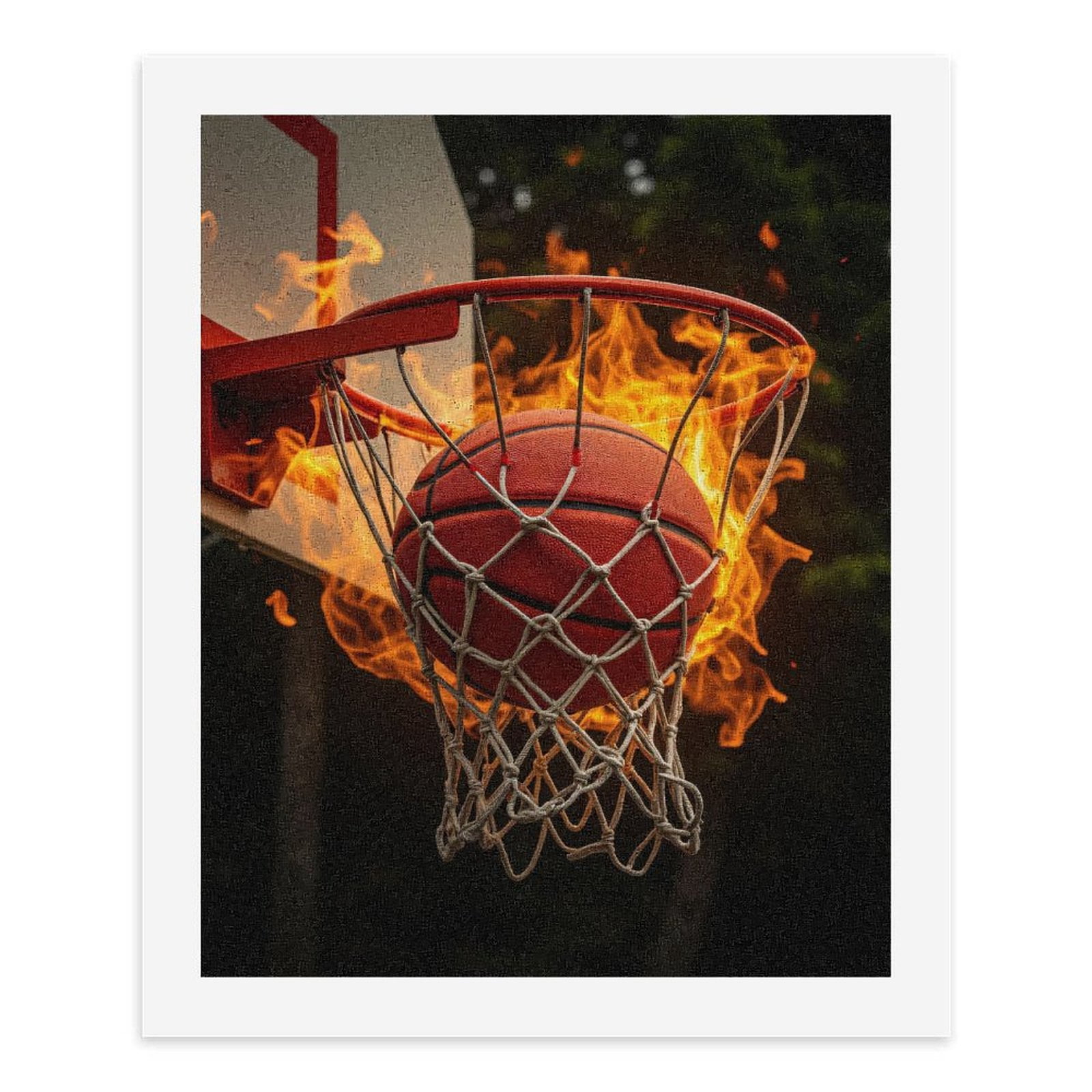 Paint By Numbers Kit for Adults Beginner - DIY Basketball On Fire Through Hoop Canvas Painting Kits for Adults, Frameless Paint By Number for Adults for Home Wall Decor 16x20 Inch