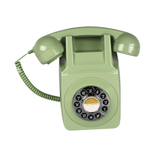 Teléfono fijo retro de pared con cable para cumpleaños, tipo antiguo Verde