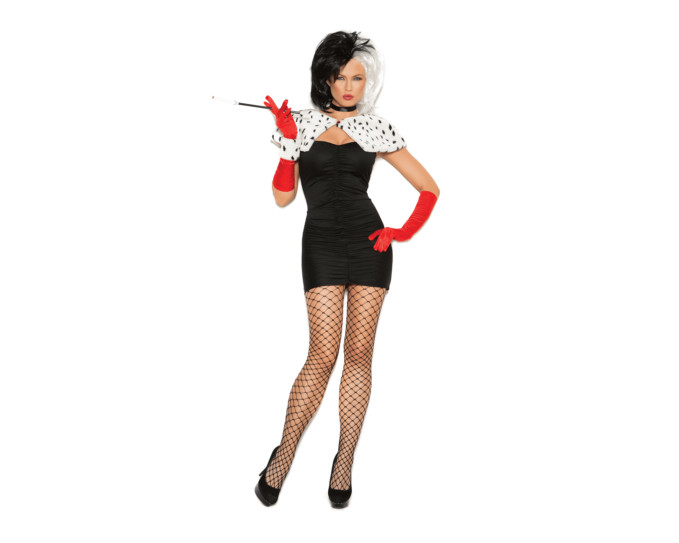 Elegant Moments Womens Cruella Dog Napper Halloween Roleplay Costume 