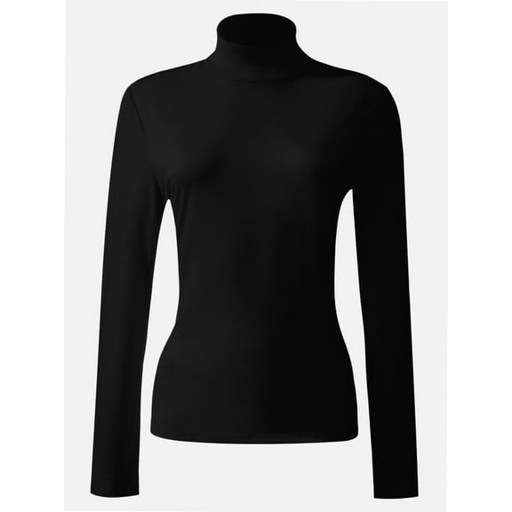 Women's Turtleneck Long Sleeve Shirts Slim Fitted Lightweight Base Layer Casual Tops