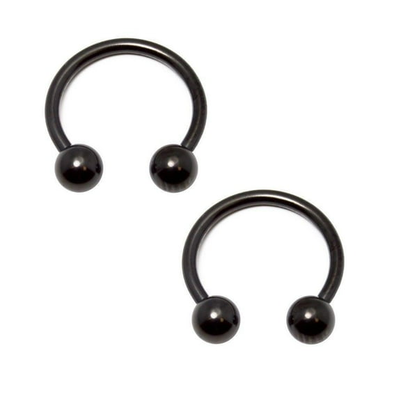 Black Horseshoe Body Jewelry 14 Gauge 1/2 12mm Surgical Steel